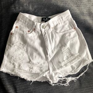 NWOT High Waisted White Distressed Denim Shorts